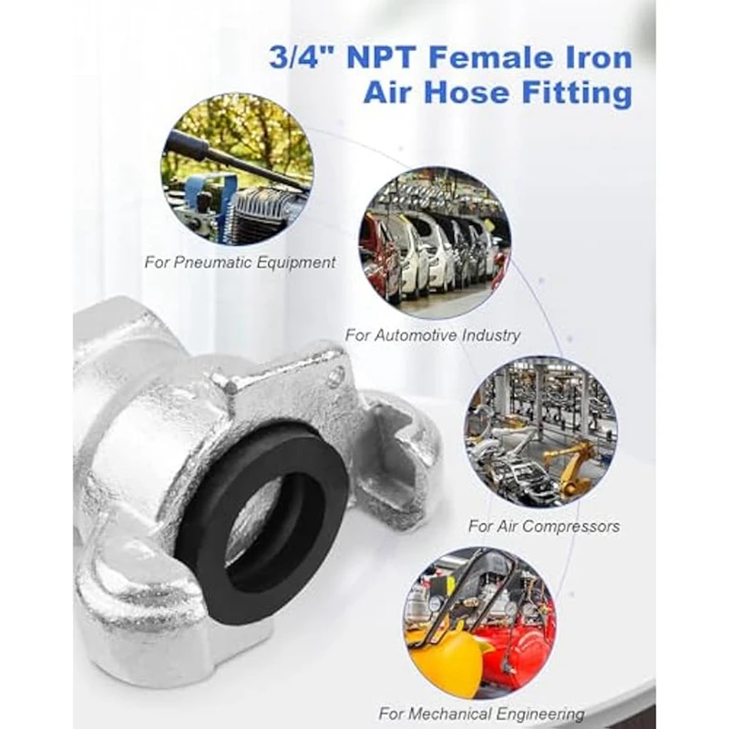 4 Sets 3/4Inch NPT Air Hose Fitting Female, Universal Coupling Chicago Fitting, Carbon Steel Durable Easy Install Easy To Use