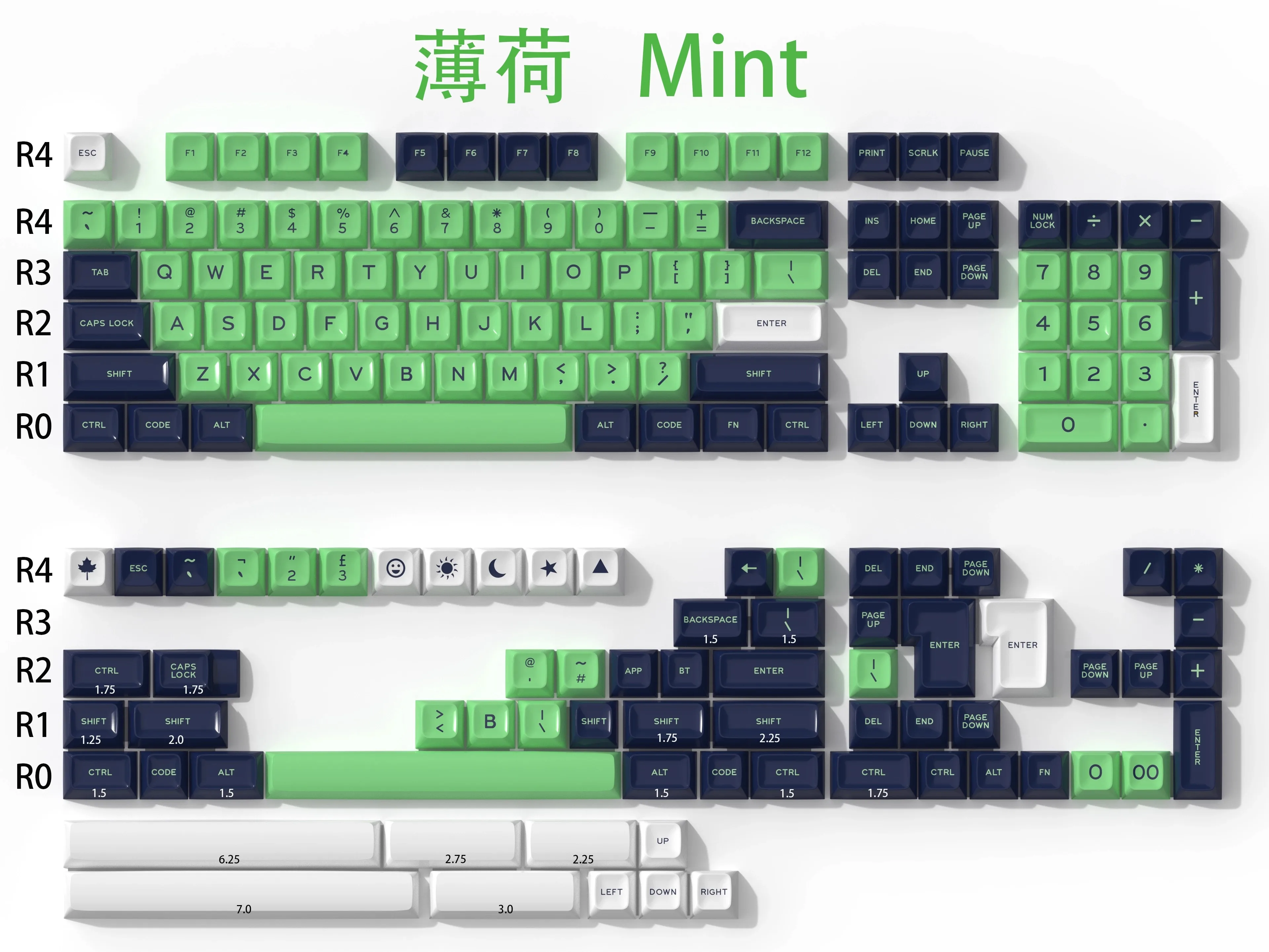 

173 Keys Mint Green Keyboard Keycap SA Profile ABS Double Shot Keycaps for Cherry Gateron MX Switches Mechanical Gamer Keyboard