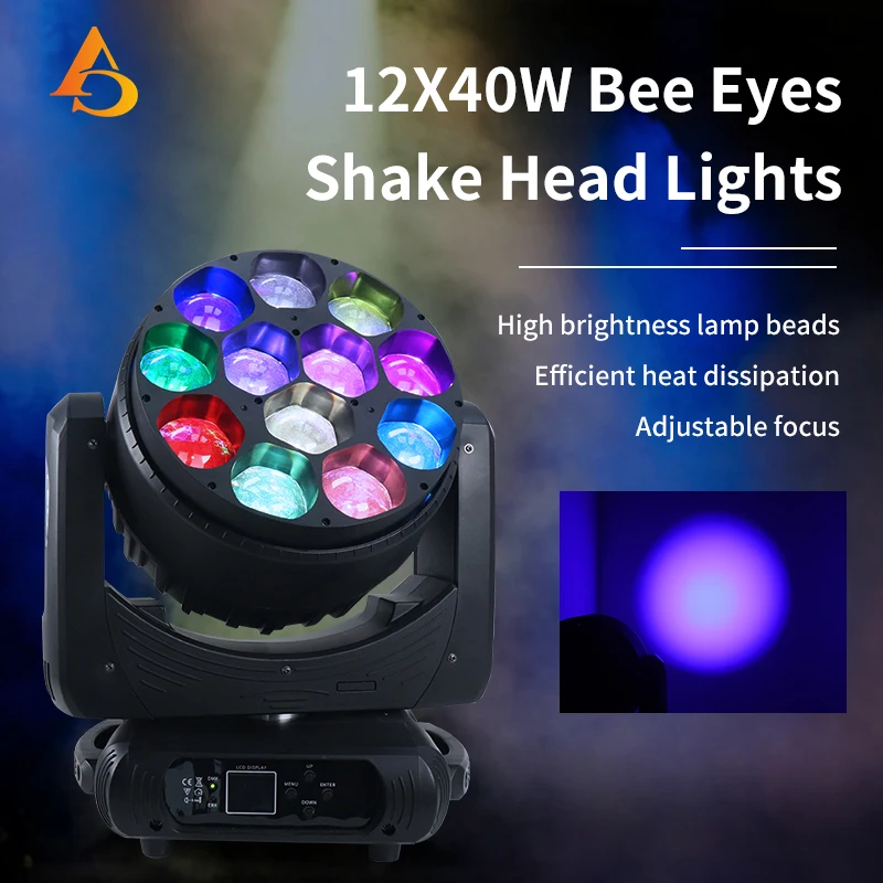 New 12x40W Perfect Zoom Wash Beam LED Moving Head Light Color Mixed for Stage Disco Party Nightclub Event