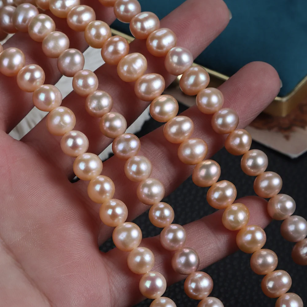 

AAAAA 7-8mm Egg-Shaped High-Quality Pink Natural Freshwater Pearls Beads for Jewelry Making DIY Necklace Bracelet Accessories