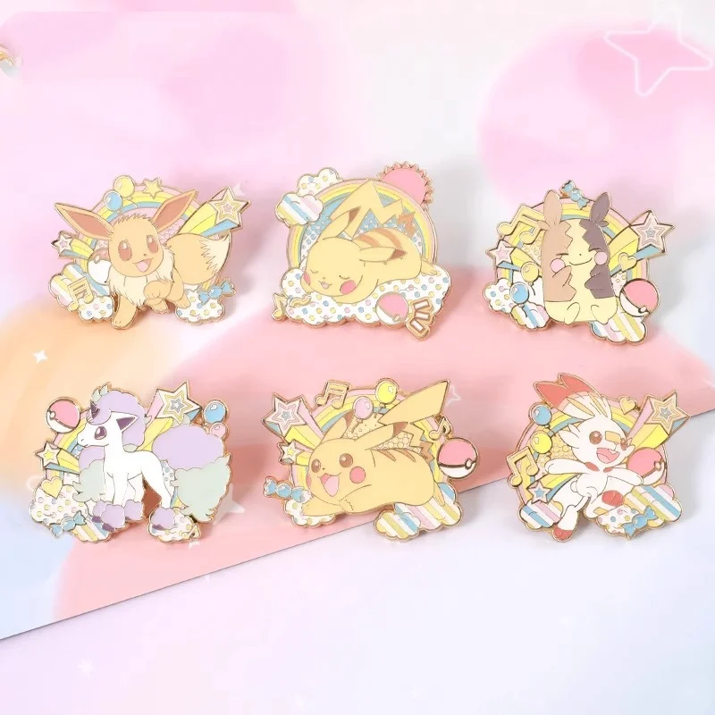 anime-dos-desenhos-animados-pokemon-pikachu-eevee-metal-emblema-y2k-moda-novo-broche-mochila-acessorios-colecao-presente-para-amigos