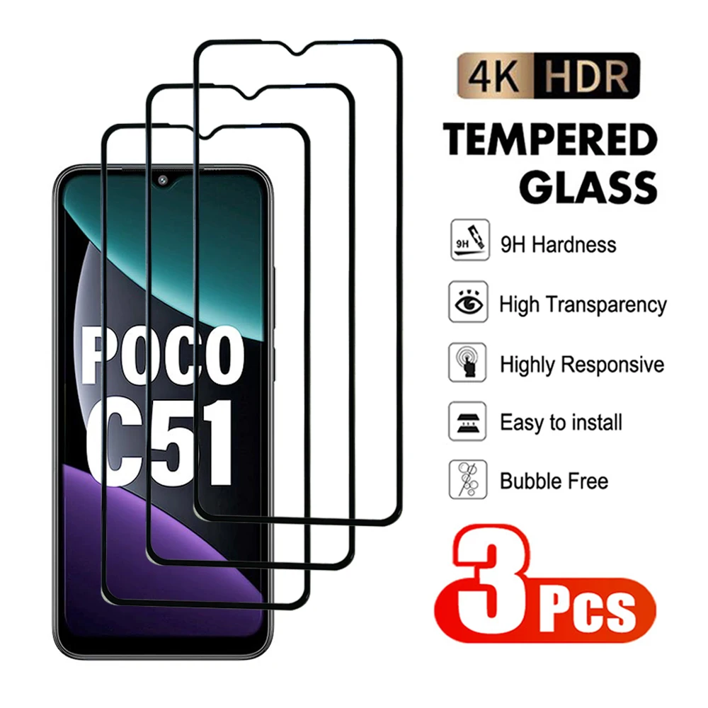 3Pcs Clear Tempered Glass For Xiaomi Mi POCO F3 F4 F5 GT Pro C50 C51 C55 C65 Screen Protector Protective Transparent glass Film