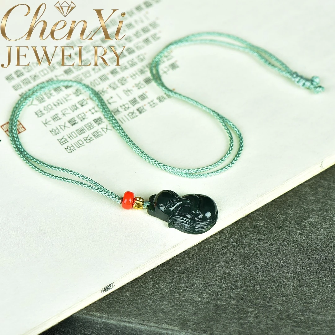 

Natural Hetian Jade Fox Pendant Luxury Quality Fashion Fine Jewelry Exquisite Elegant Popular Amulets And Mascots Charms Gift