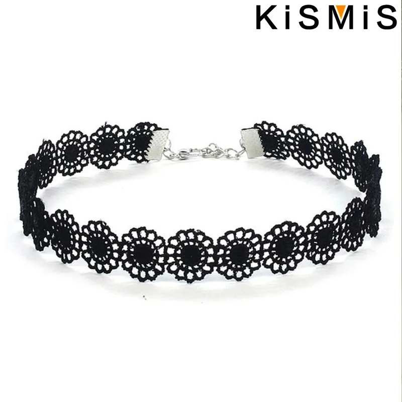 KISMIS 6 Teile/satz Schwarz Spitze Colliers Halskette Set Vintage Gothic Punk Elastische Halskette Frauen Schmuck 1Sets – Detail 8
