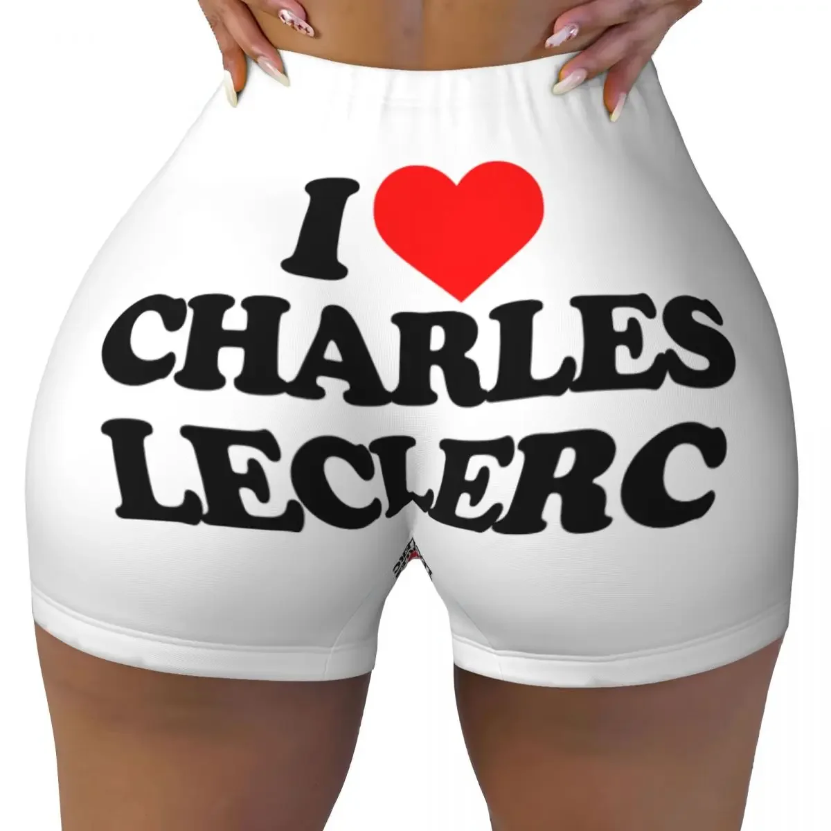 Custom I Love Charles Leclerc Gym Biker Running Shorts Women Workout Yoga Shorts