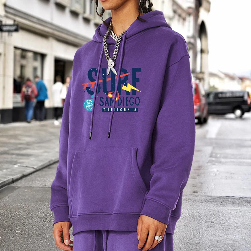 Sudadera con capucha con estampado de Surf San Diego para hombre, jersey deportivo informal a la moda para primavera y otoño, sudadera holgada de calle