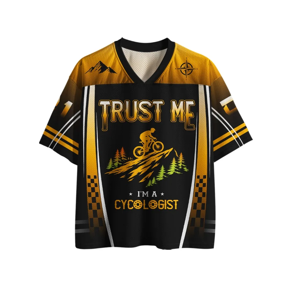 Bicycle Riding Suit, Fashionable V-neck Short Sleeved T-shirt, Daily Downhill Cycling Mesh Jersey, Mountain Bike Riding T-shirt