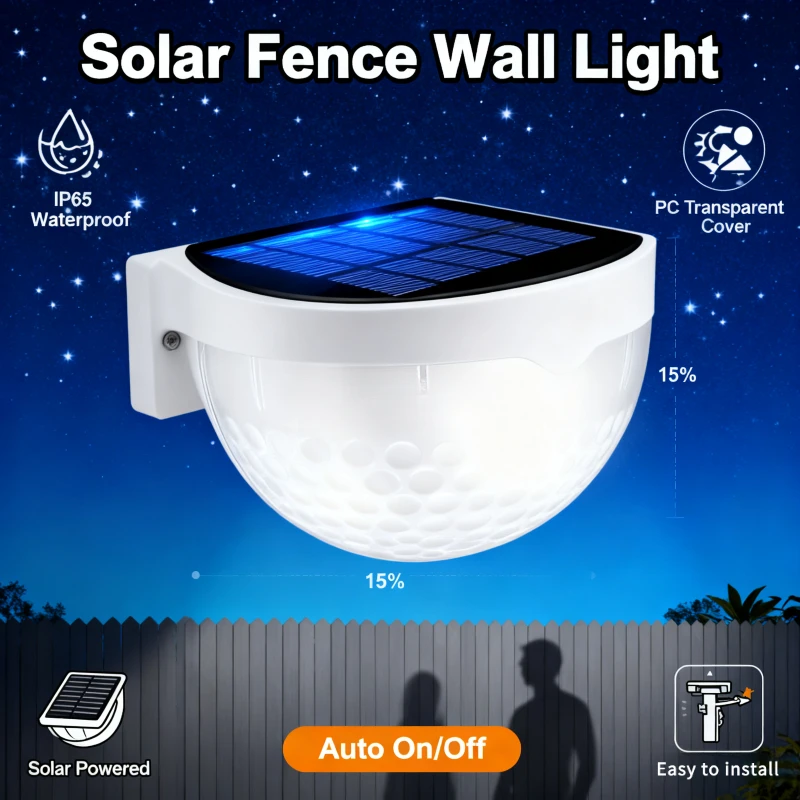 

Outdoor Waterproof Wall Lights LED Solar Fence Lamp Corrugated Lights for Fence Terrace Garden Path Decorative Light Warm White