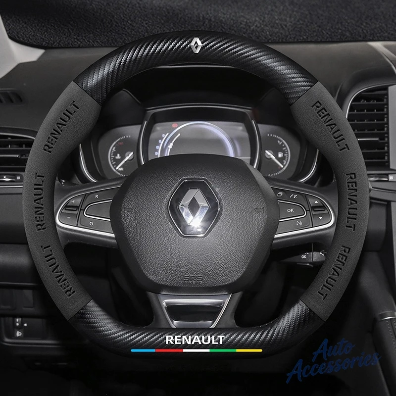 Coprivolante in pelle in fibra di carbonio antiscivolo per Renault Megane Duster kadjar Captur Clio Talisman Laguna Scenic KWID