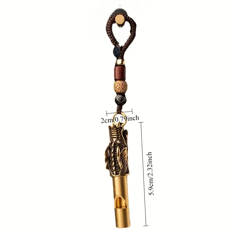 2pcs Brass Outdoor Rescue Whistle - Portable Keychain Design with Hanging Rope - Pendant Accessory