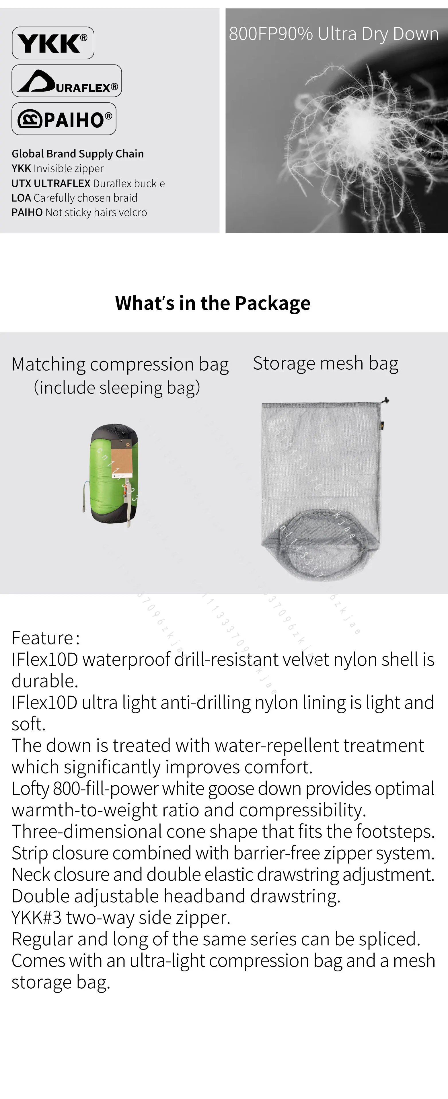 AIR 10D 800FP Ultra Dry Down Sleeping Bag Ultralight Camping Hiking Tourist Outdoor Nylon Bag Duck Down view 6