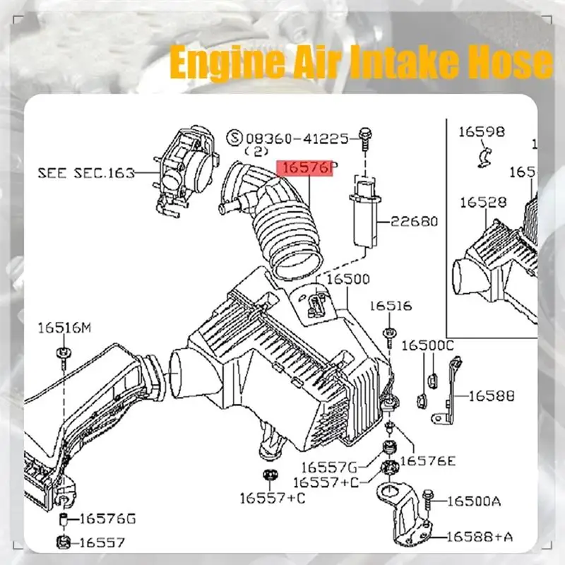 

165769N00C Шланг воздухозаборника двигателя для Nissan MAXIMA A35 VQ35DE 3,5L-6V 2008-2015 165769N00D 165769N00E 696-169
