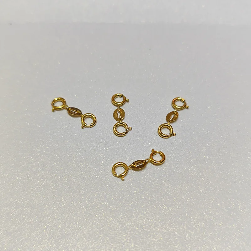 

Real 18K gold double buckle DIY handmade extension chain Au750 daily versatile ultra light 4mm closure buckle boutique jewelry