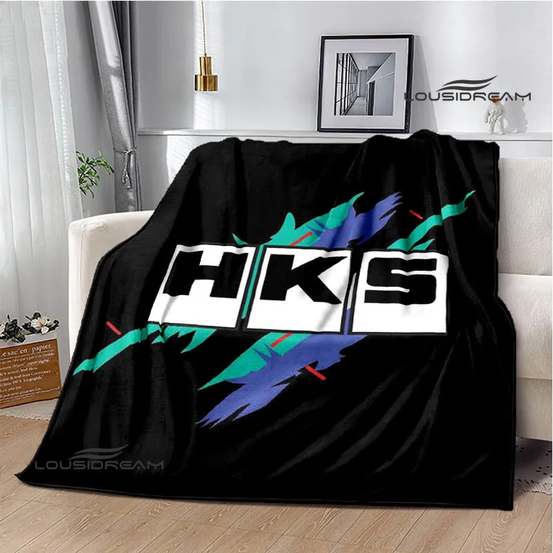 HKS Racing car logo printed blanket Picnic blankets warm blanket soft and comfortable blanket home travel blanket birthday gift