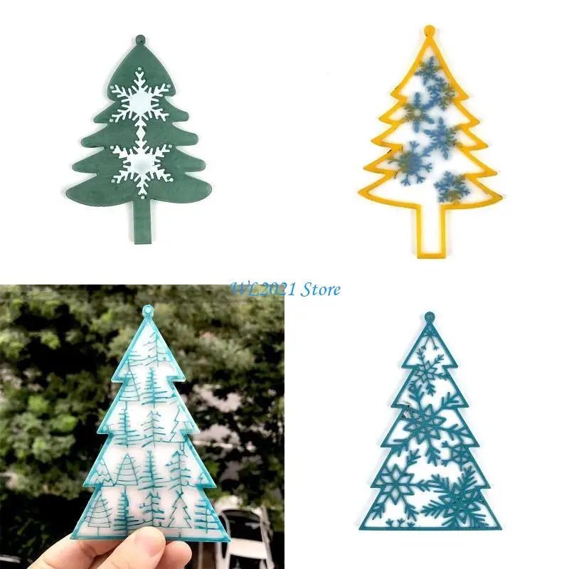 

G5GC 1Pc/4Pcs DIY Christmas Tree Snowflake Keychain Silicone Mold DIY Ornaments Mould