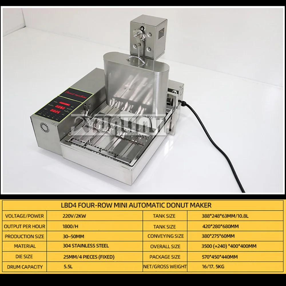 Desktop intelligent fully automatic donut production machine, stainless steel constant temperature donut machine