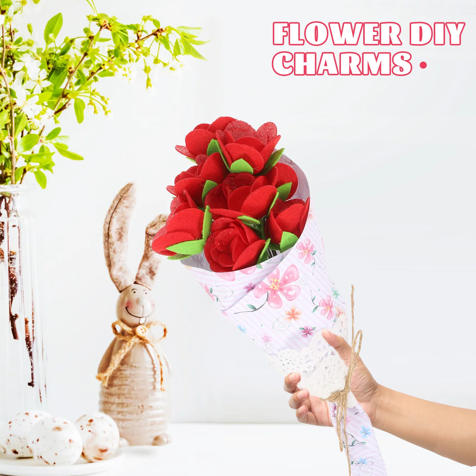 مجموعة أدوات حرفية على شكل زهرة أنيقة يمكنك صنعها بنفسك لمجموعات مواد باقة غير منسوجة مجموعة صنع باقة يدوية إبداعية للأطفال #2