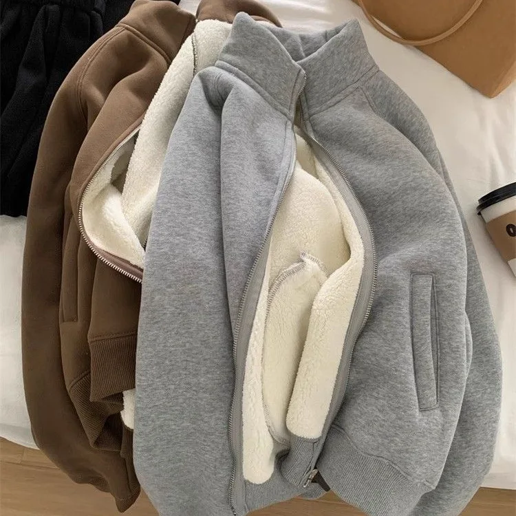 

Женская куртка с капюшоном для поездок на работу, универсальный теплый и повседневный кардиган на молнии с воротником-стойкой