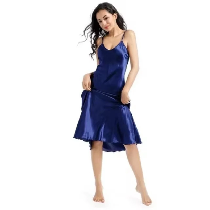 Nightgown for Women Long Satin Slip Dress Sleeveless Nightdress Silky Nightie Soft V Neck Nightwear