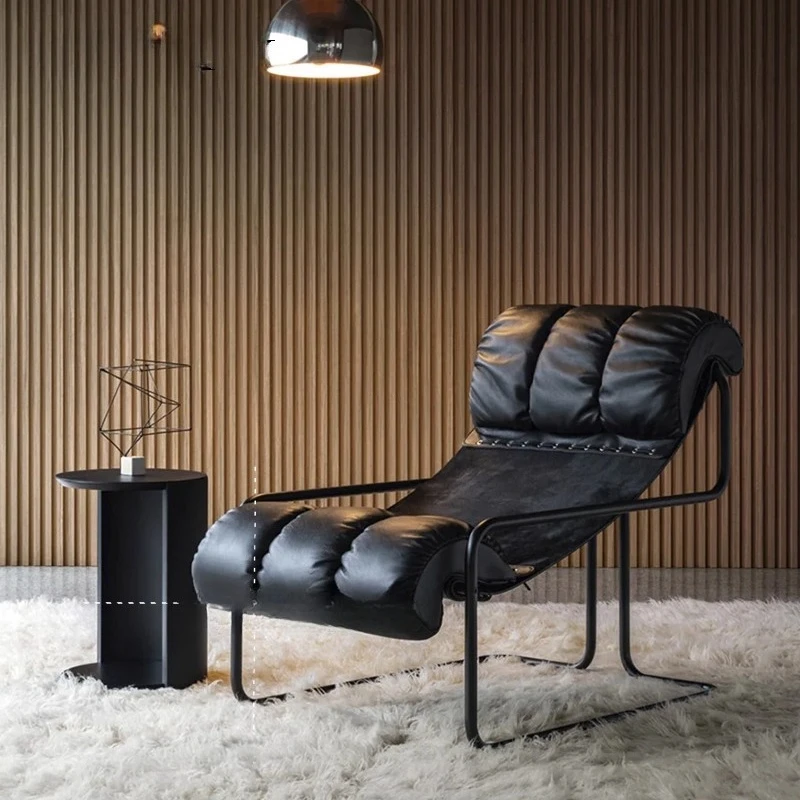 Italian minimalist living room bedroom recliner stainless steel design lazy lounge chair model room used single recliner