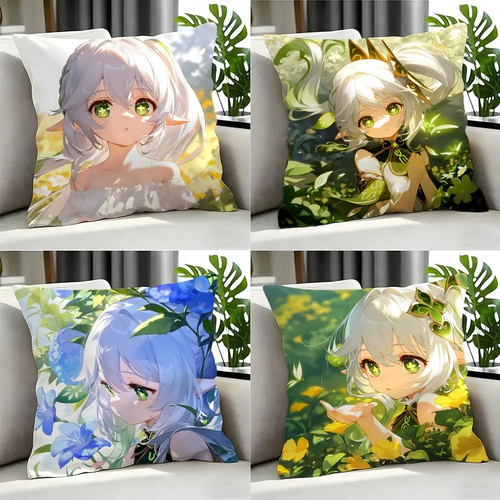 Game Nahida Cushion Cover Cushion Cover Set 4Pcs 50x50 45x45 40x40 Pillowcase Decorative Sofa Home Decor