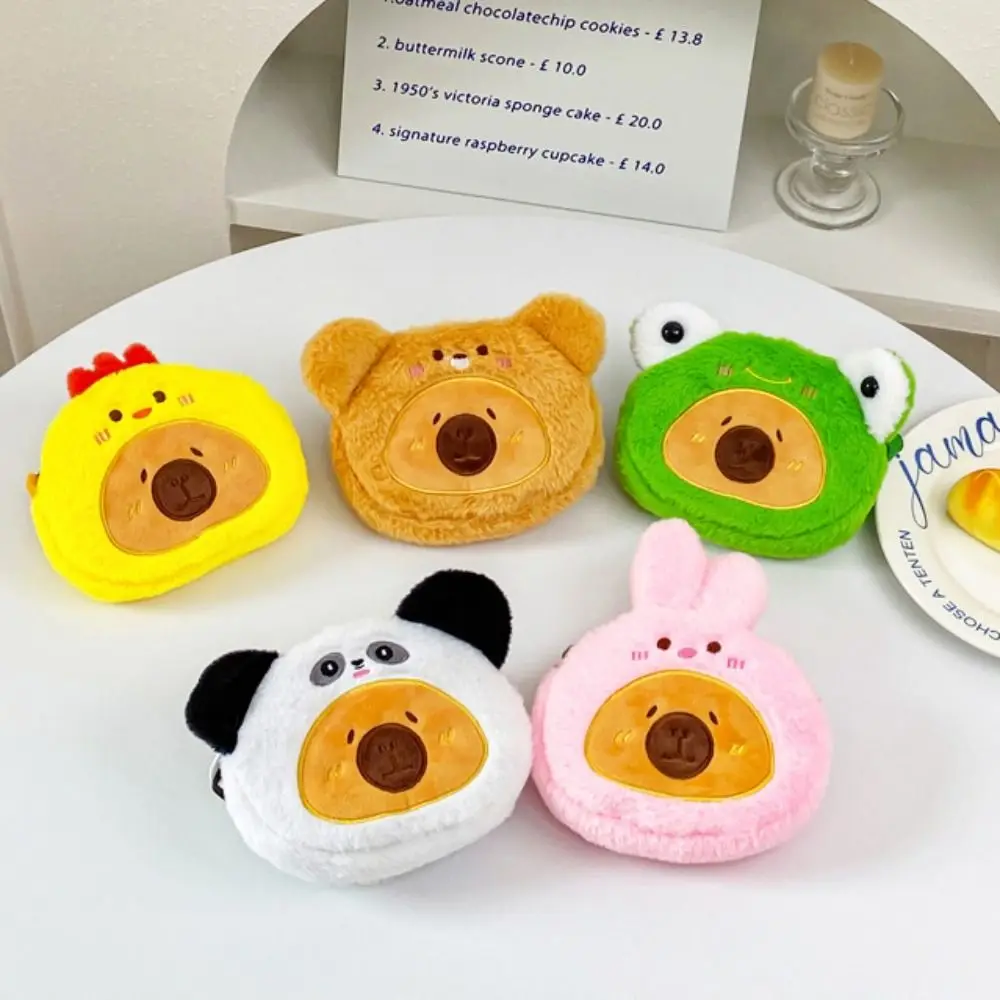 

Large Capacity Capybara Plush Shoulder Bag Cartoon Animal PP Cotton Animal Crossbody Bag Portable Fluffy Frog Coin Purse