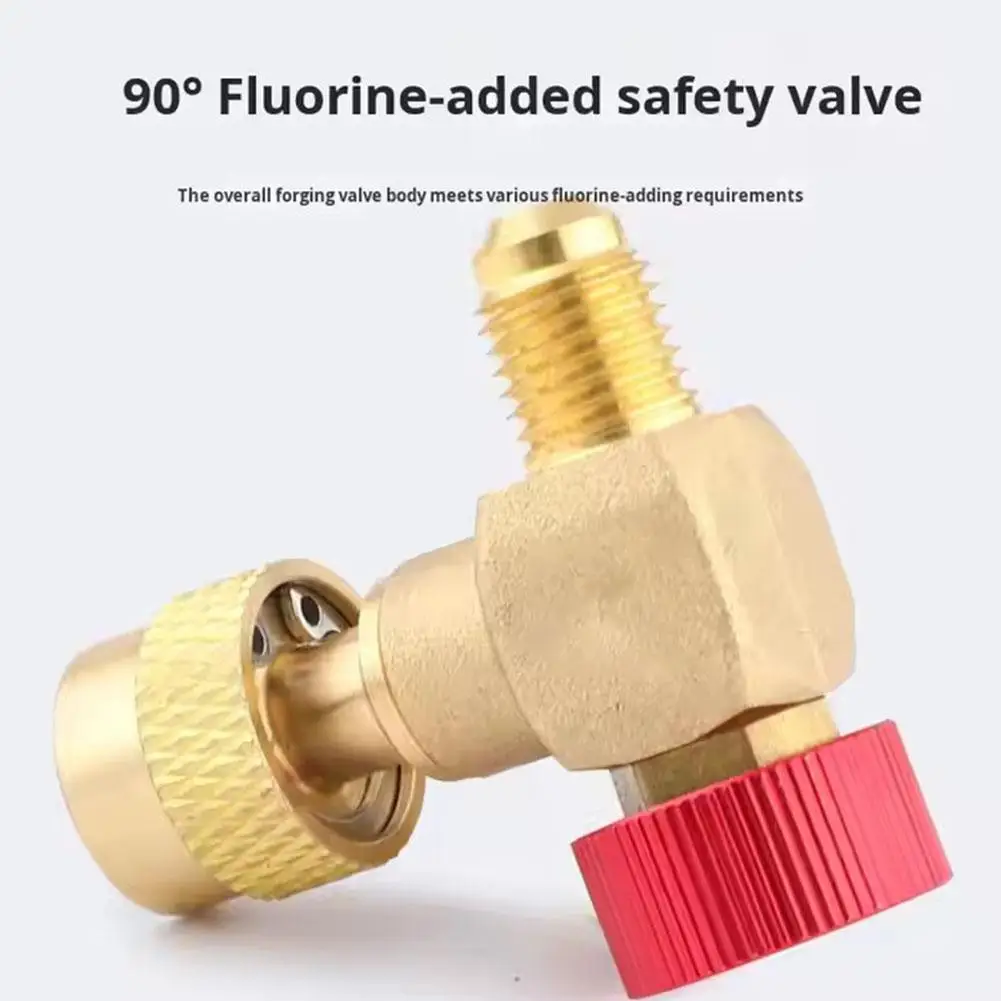 Válvula de carga de refrigerante R22 R410a, accesorio de válvula de servicio de CA de coche de ángulo recto de 90 grados para reparación de aire acondicionado O5L1