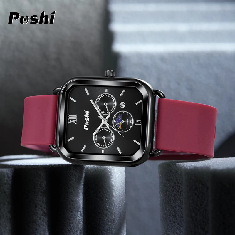 POSHI 977 Original Quartz Watch Fashion Business Men\'s Wristwatches Casual Simple And Date Display Top Brand Clock With Box