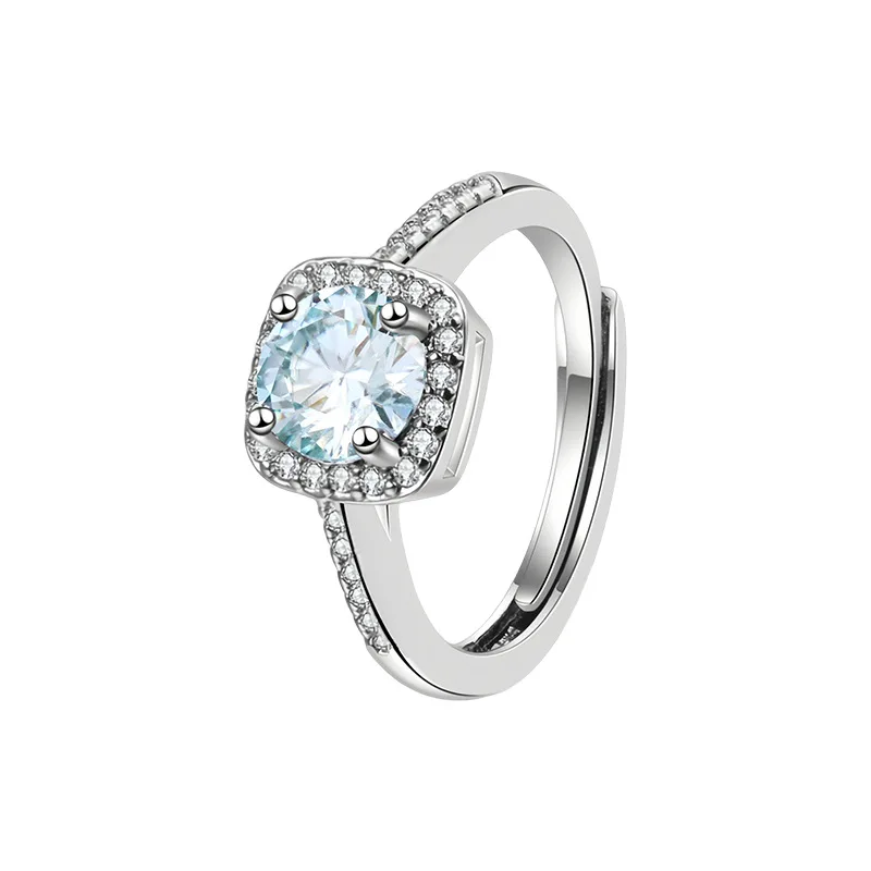 Bague de fiançailles carrée en argent pur massif S925, 1ct, couleur D, Moissanite, tendance, Design sucre, best-seller