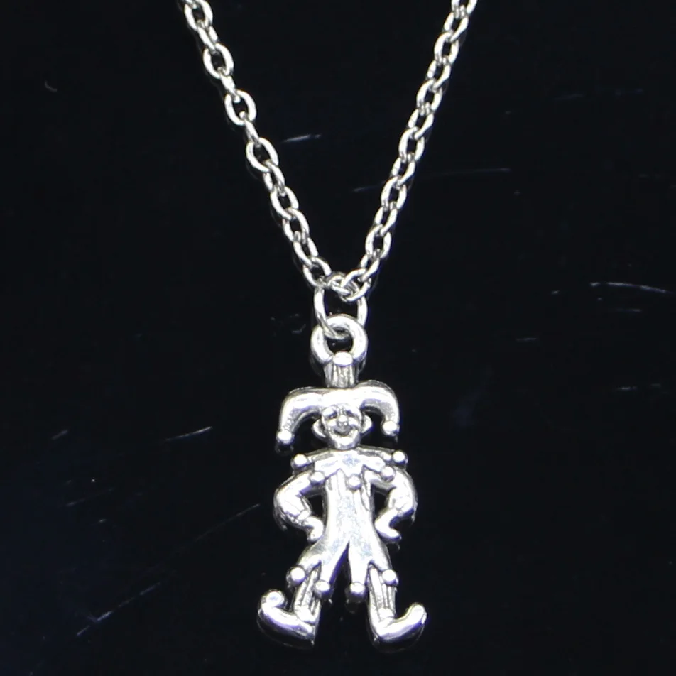 20pcs New Fashion Necklace 25x12mm Clown Joker Jester Pendants Short Long Women Men Colar Gift Jewelry Choker