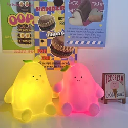 1pc cute cartoon pear night light, warm light, suitable for bedroom nightstand home decoration, novel luminous toys gift desktop