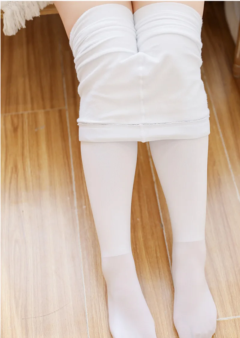 

Теплые колготки 200D больших размеров для женщин, флисовые колготки для танцев и балета, толстые теплые эластичные чулки, женские белые колготки для девушек