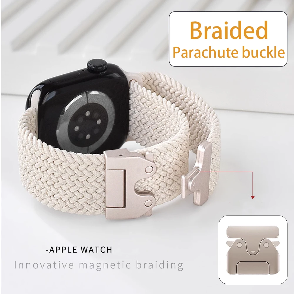 Band for Apple watch Straps 44mm 45mm 46mm Ultra 49mm 41 42mm Braided Nylon sport correa bracelet iWatch SerieS 10 9 8 SE 5 6 7