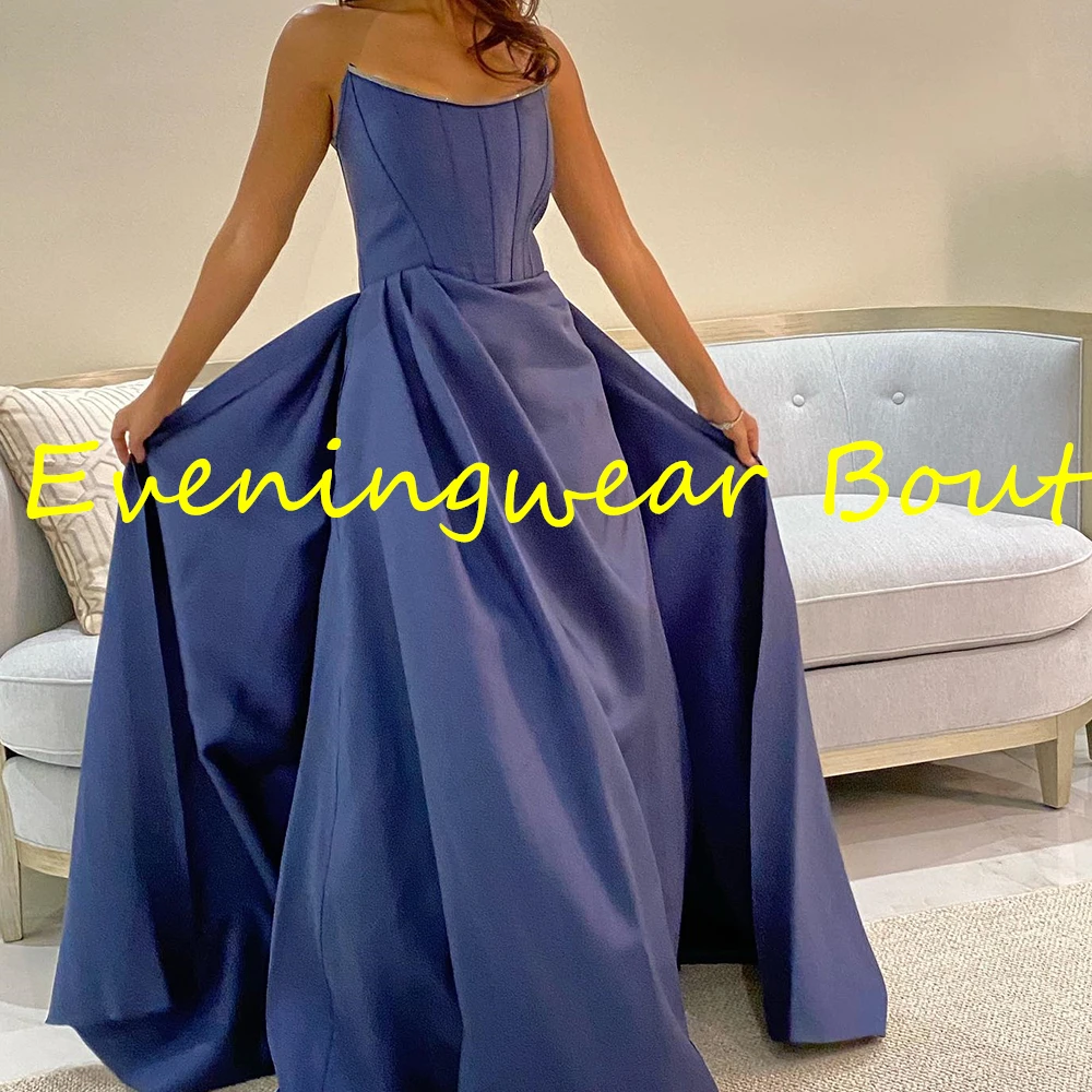 Customized Temperament A-Line Floor Length Strapless Jersey Sleeveless Evening Dress Elegant Photo Color vestidos para mujer