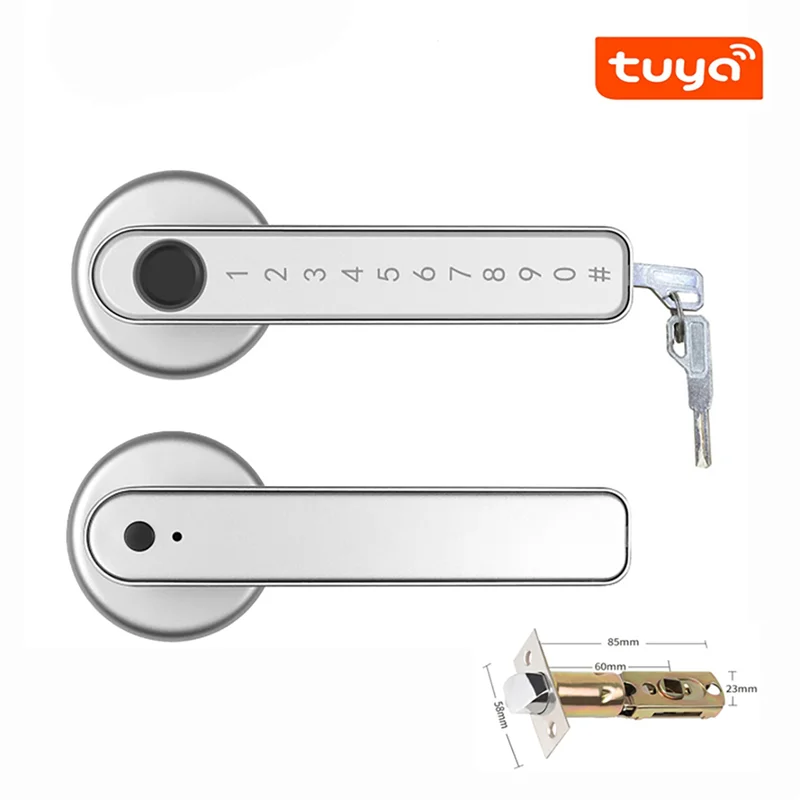 

【A42U】4X Smart Door Lock Keyless Entry Door Lock Keypad Door Lock With Handle, Fingerprint Door Lock With Tuya APP Wifi