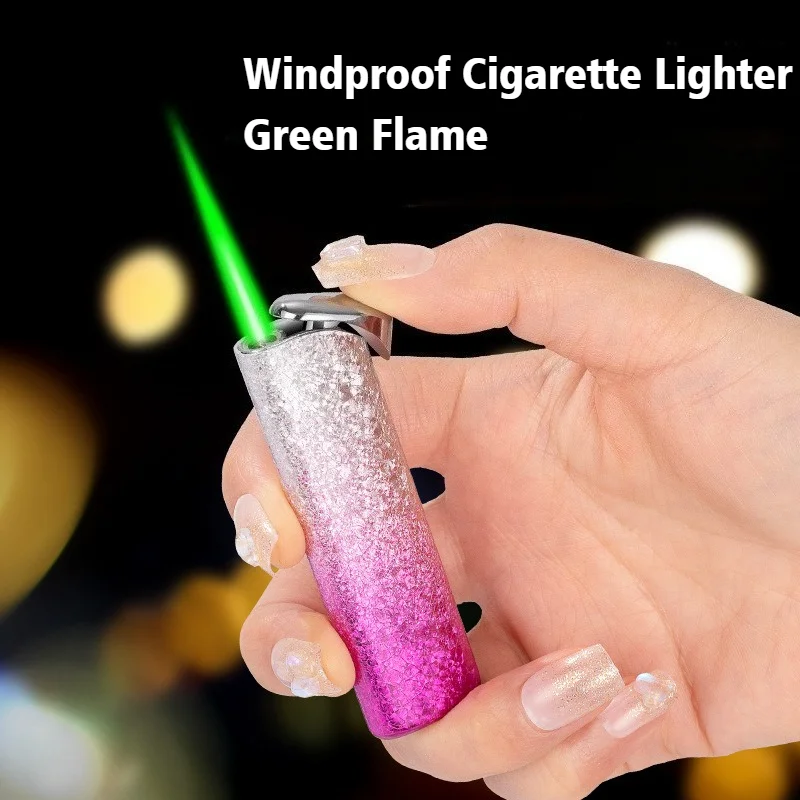 

New 3-dimensional Ice Flower Craft Inflatable Windproof Open Fire Lighter Green Flames Cigarettes Lighters & Smoking Accessories