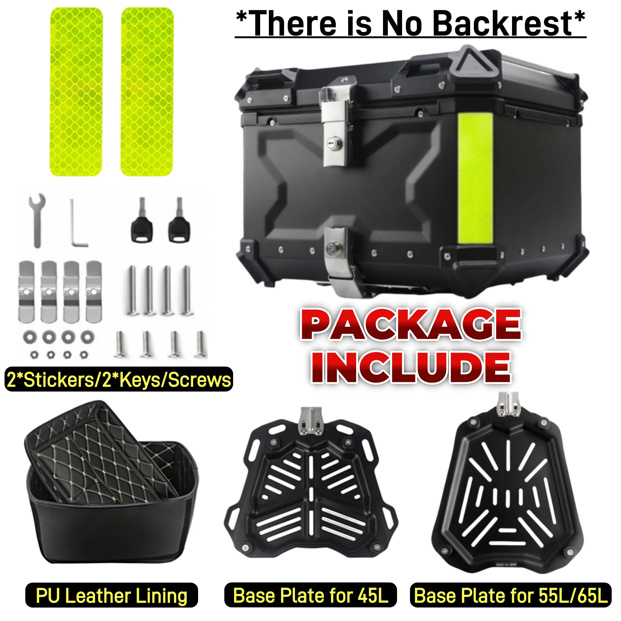 65L, 55L, 45L Aluminium Motorrad-Topcase Helmbox Wasserdichter Motorrad-Koffer Heckbox Gepäckbox mit Schnellverschluss Werkzeugbox – Detail 4