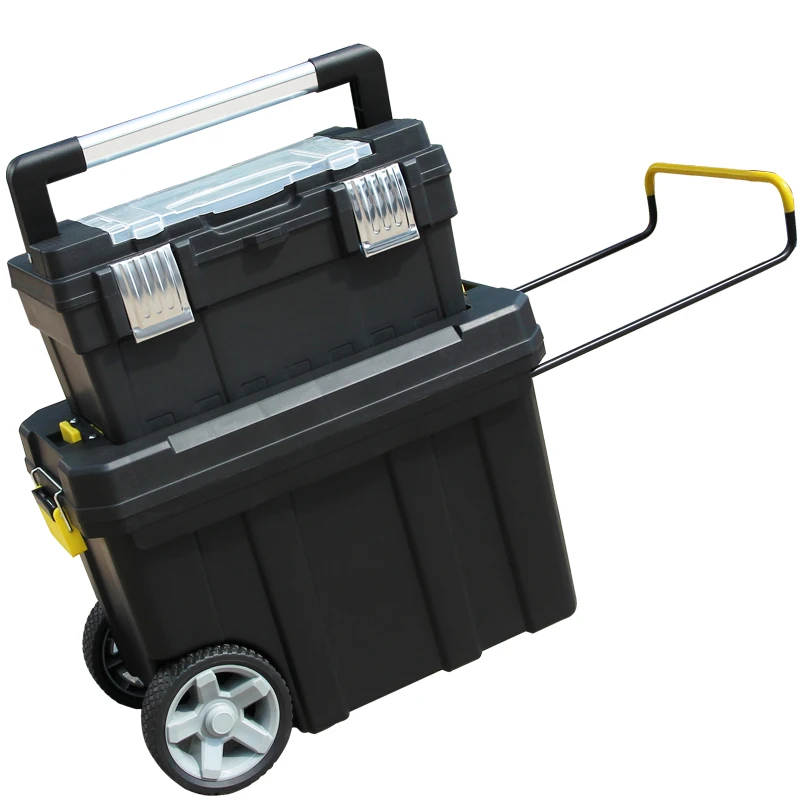 Multi-Functional Draw-Bar Toolbox Double-Layer Movable Toolbox Large Plastic Toolbox Thickened Wheeled Tool Car