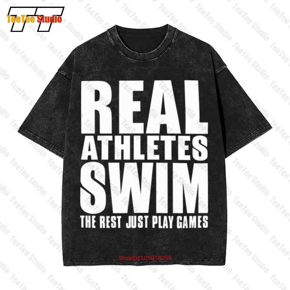 Real Athletes Swim Swimmer Team Sport Vintage Oversized T-Shirt VWGR