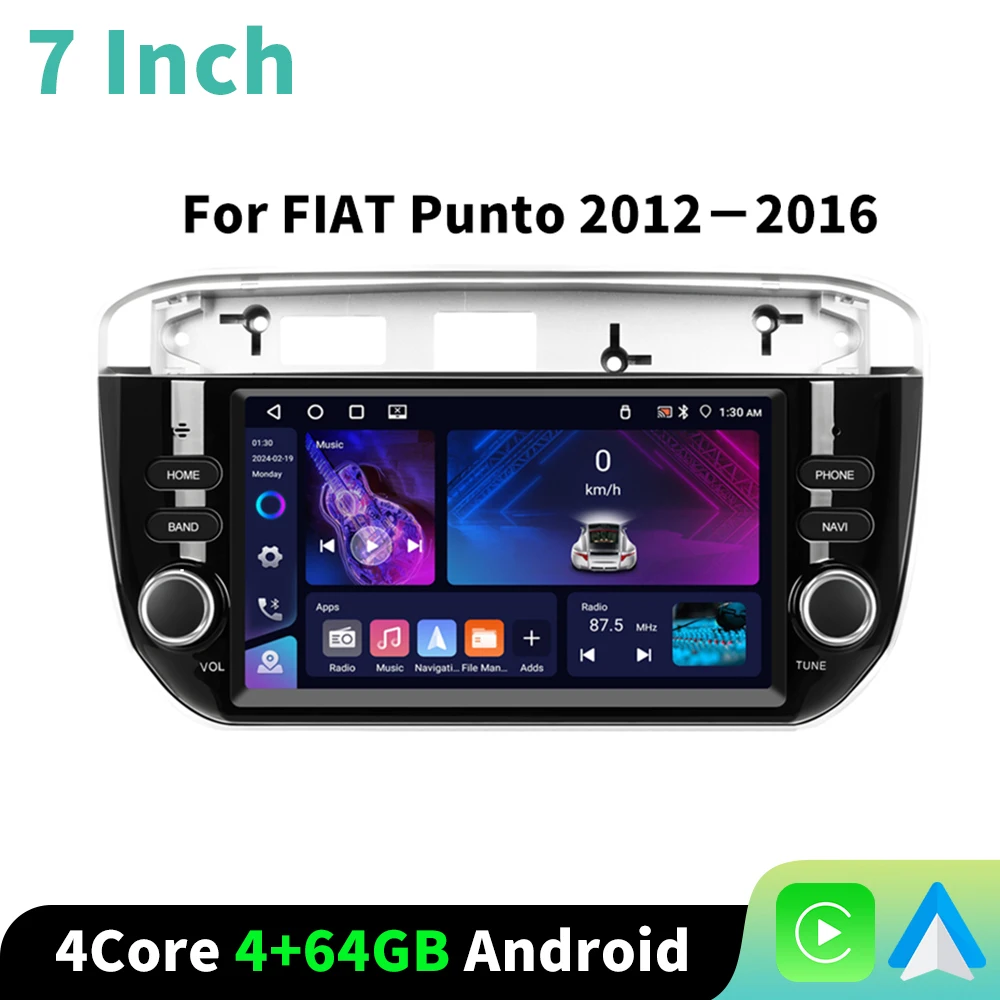 Podofo 7 ''Autoradio Voor FIAT Punto 2012-2016 Android CarPlay GPS Navigatie Head Unit WIFI FM/RDS Auto stereo EQ BT Autoradio