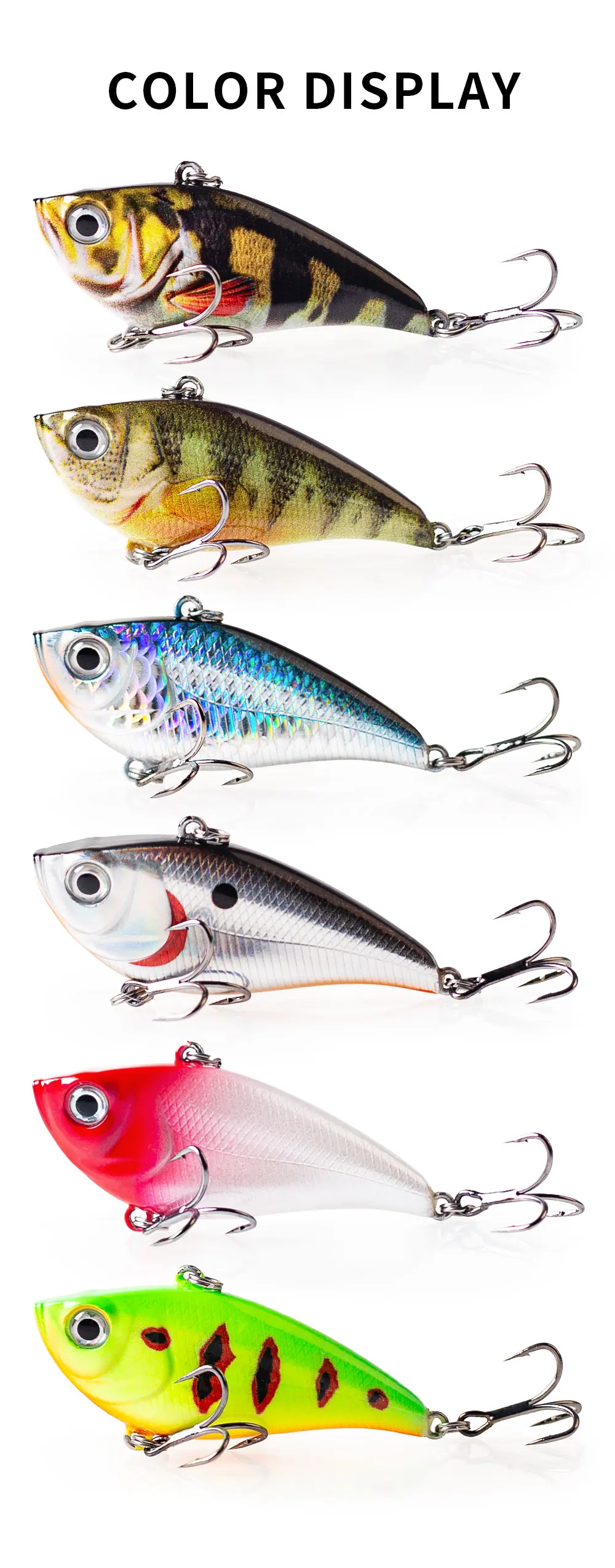 Hanlin NEU 60mm/10,5g VIB Angelköder Langsam Sinkender Lipless Hardbait Crankbait Wobbler für Karpfenangeln Pesca Bass Tackle – Detail 9