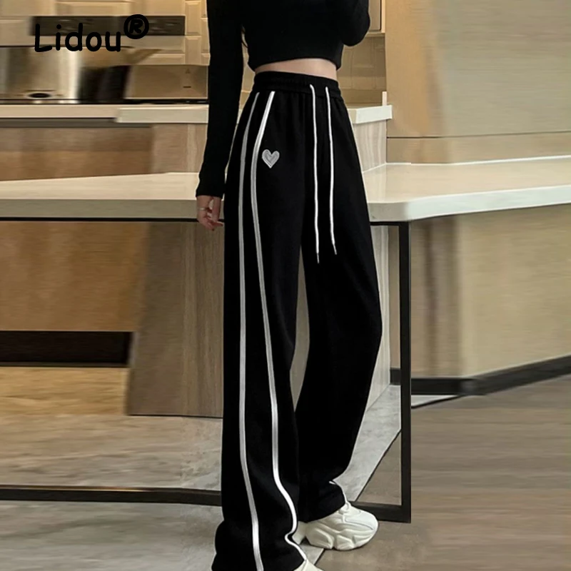 

Appliques High Waist Y2K Streetwear Straight Wide Leg Female Trousers Casual Loose Sports Joggers Pants Women Sweatpants Clothes