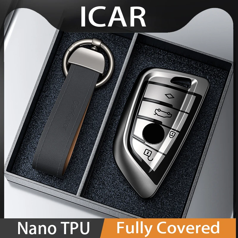 

ICAR for Bmw F20 G20 G30 X1 X3 X4 X5 G05 X6 X7 G11 F15 F16 G01 G02 F48 Remote Auto Car Key Case Cover Fob Kechain Accessories