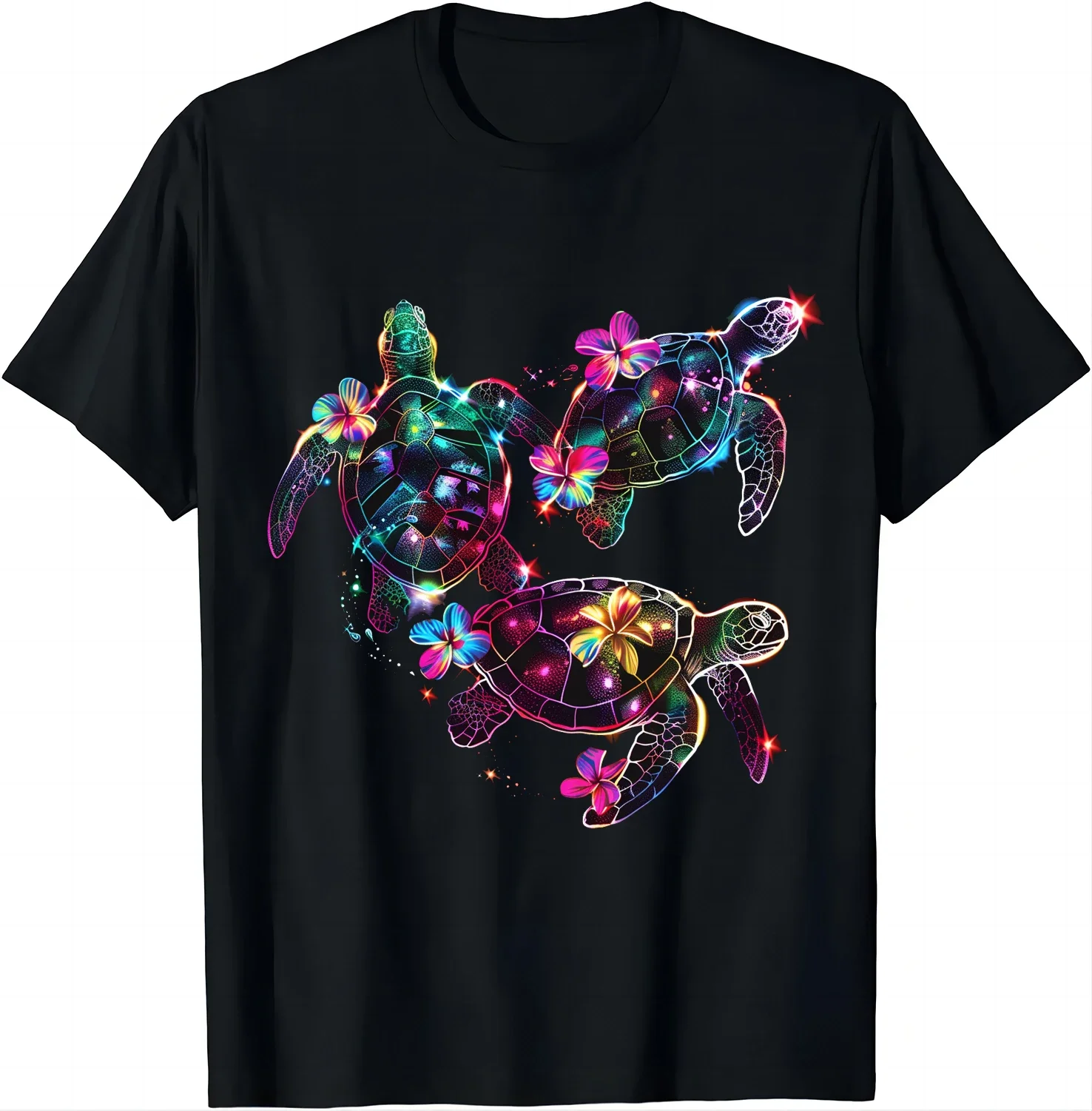 Starry Turtle Tee - Ocean Color Glamour T Shirt Graphic T Shirts Vintage T Shirt Men Clothing Tops Unisex Camisas Streetwear