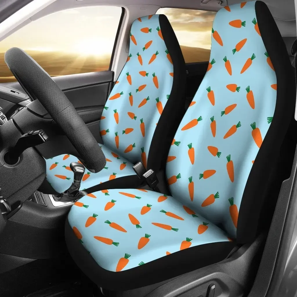 Pattern Print Carrot Seat Cover Car Seat Covers Set 2 Pc, Car Accessories Car Mats