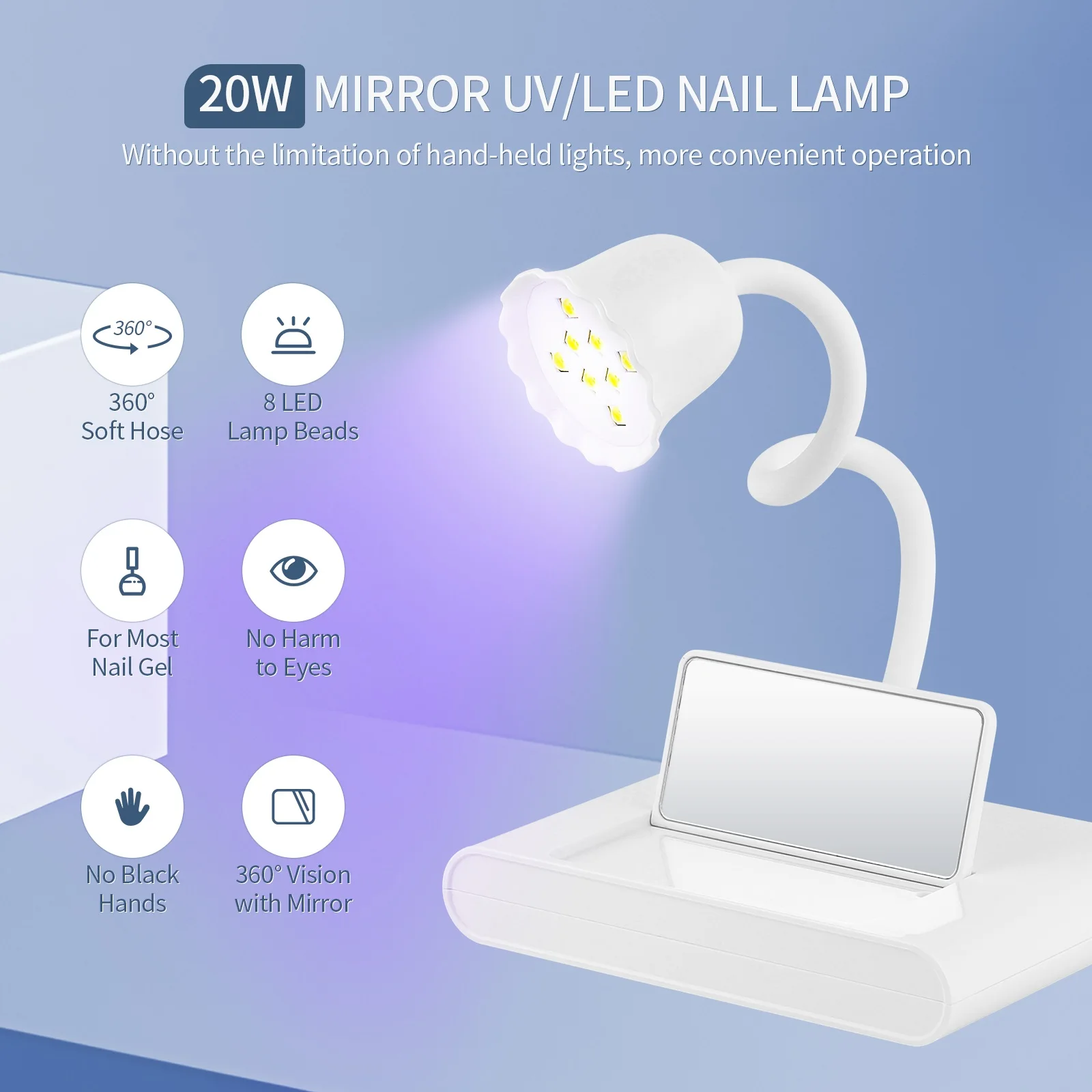 

Mini UV LED Lamp for Nails Rechargeable Portable Nail Drying Lamp Light Curing Polish Glue Manicure Art Lamp