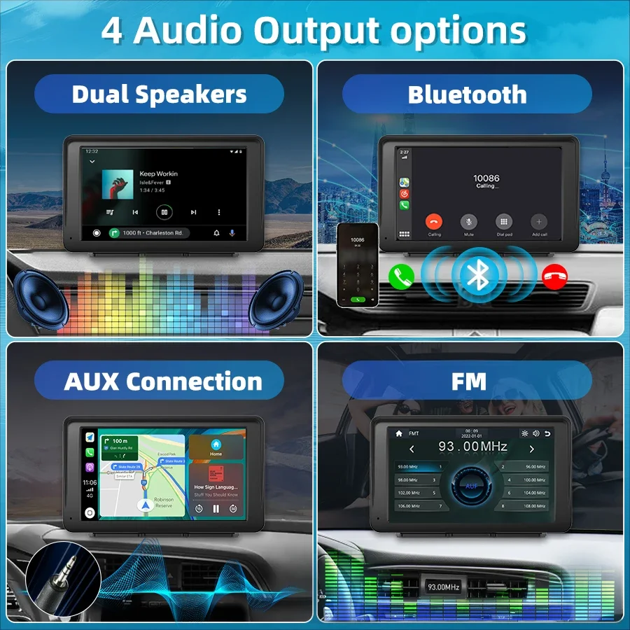 AWESAFE 7 بوصة حامل مغناطيسي محمول CarPlay لاسلكي لأجهزة Apple Android Auto Car Stereo GPS شاشة عمودية أفقية بلوتوث #3