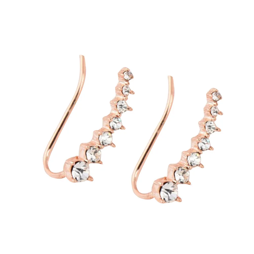 1Pair Elegant Leaf-Shaped Rhinestone Earrings for Women Lightweight Comfortable Crystal Studs Perfect for Prom Wedding Party