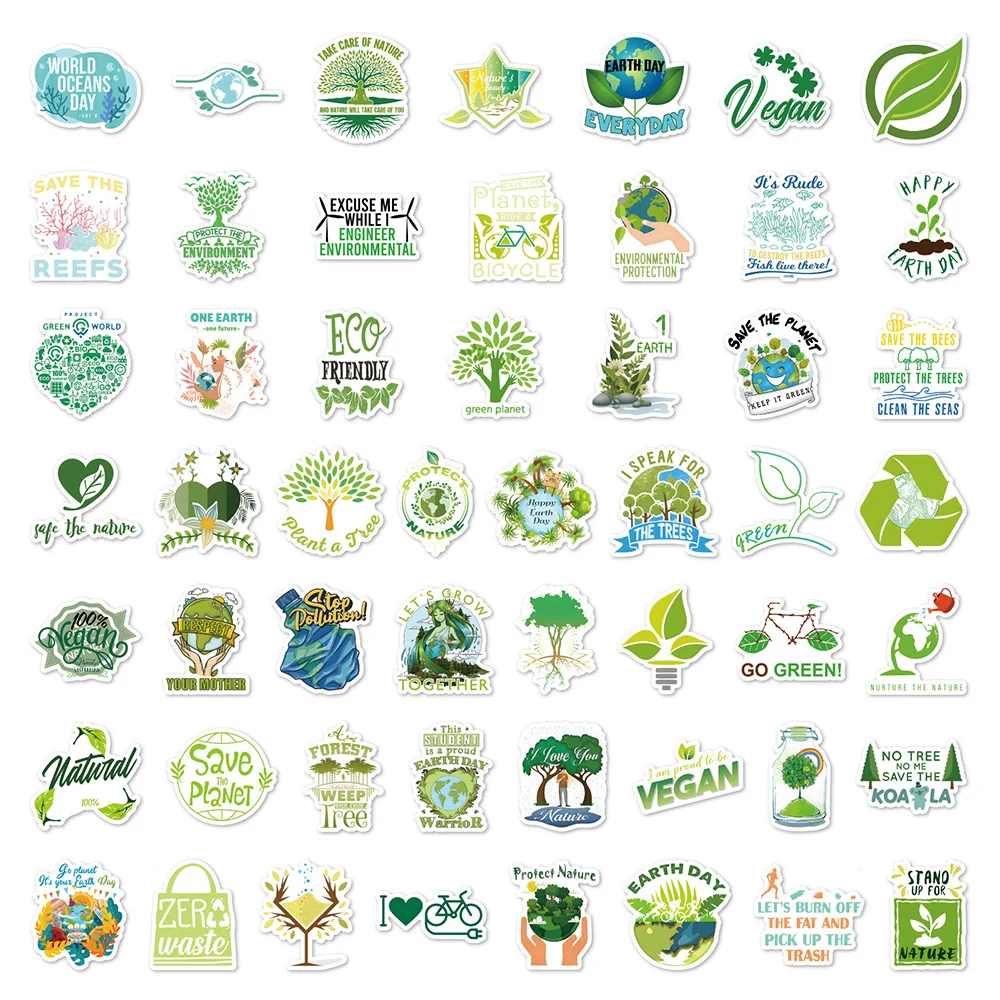 10/30/50/100 قطعة حماية بيئة الطبيعة ملصقات حفظ شجرة يوم الأرض الكرتون الشارات DIY بها بنفسك الأمتعة الهاتف دفتر ملصق ديكور #6
