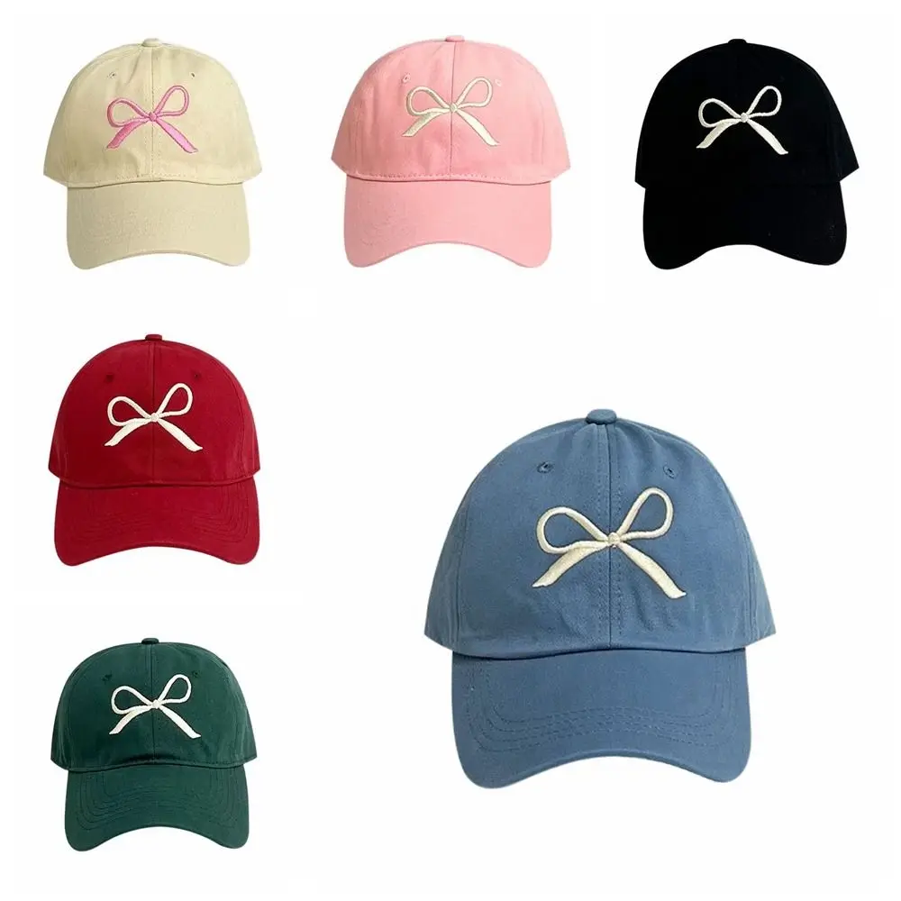 Cotton Embroidery Bow Baseball Cap Retro Baseball Hat Sun Cap Sun Hat Sunscreen Hat Sunscreen Bowknot Baseball Hat Sports